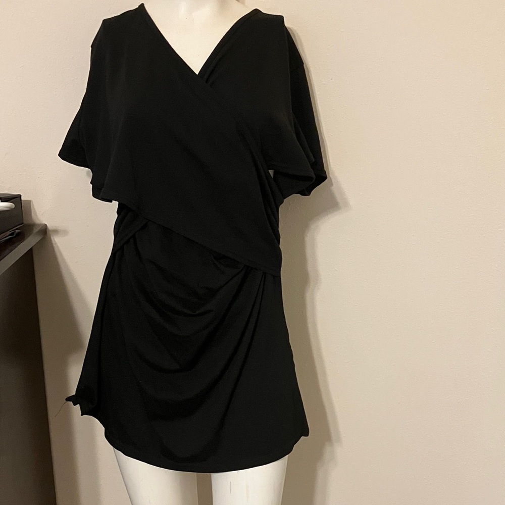 Elegant Black Nursing Draped Mini Dress/Long shirt